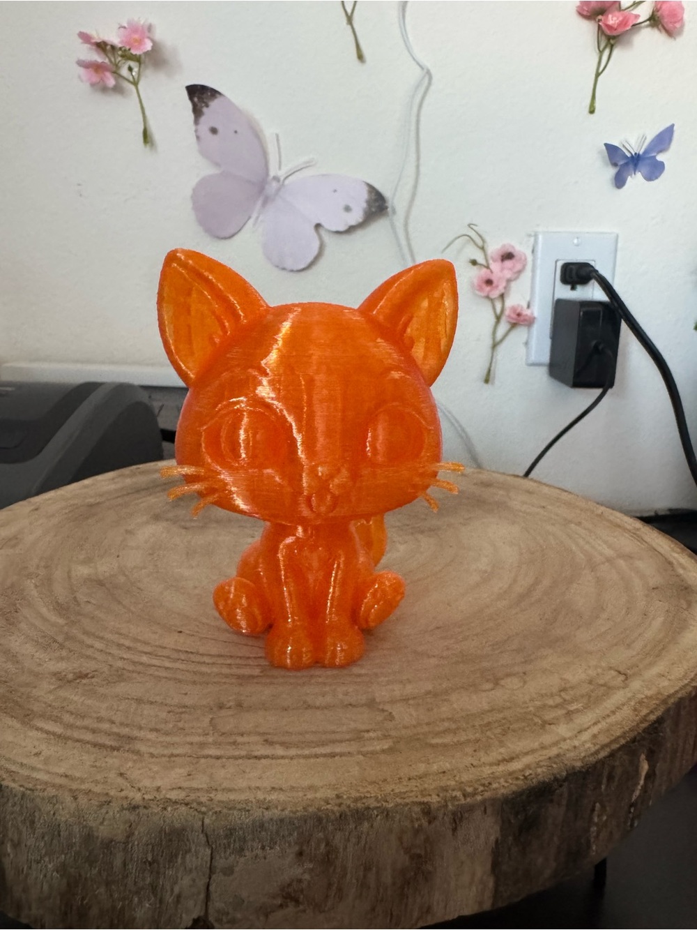 Orange Cat Figurine Decorative Pet Statue - 3D Printed Accent
